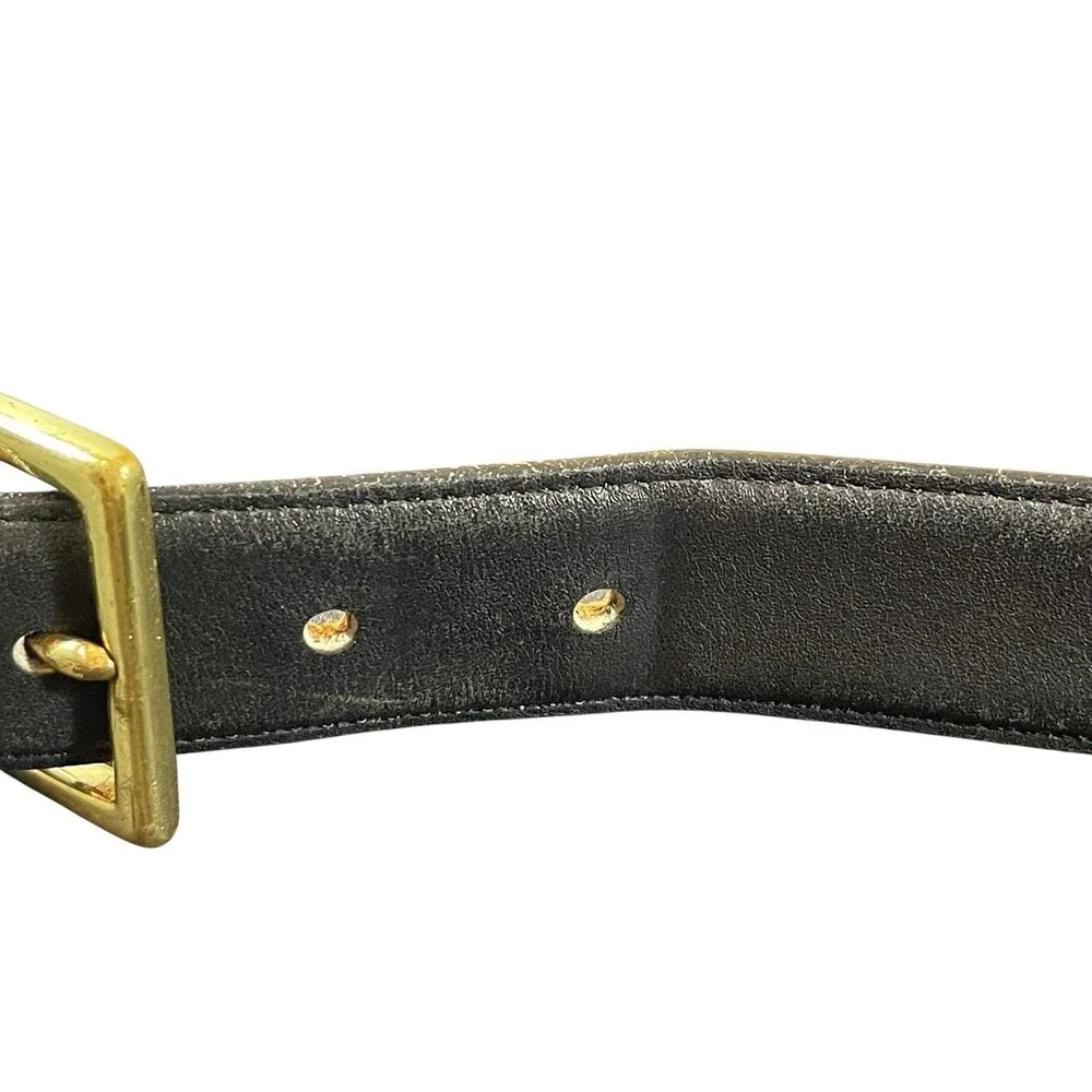 Coach Black Leather Belt Brass Buckle USA Glove Tanned Cowhide Sz 42 105cm